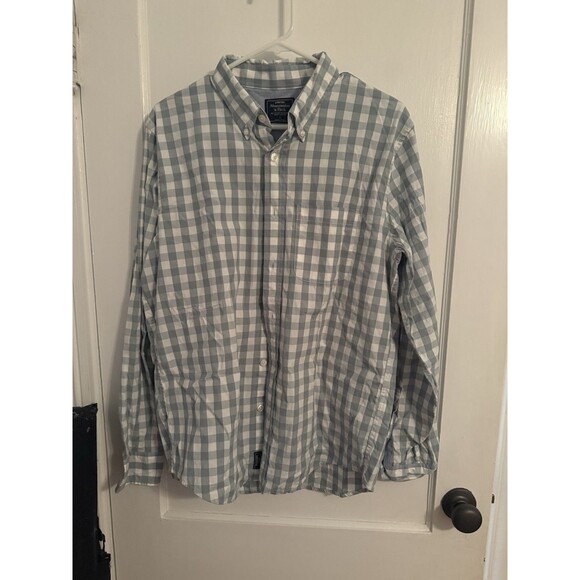 Abercrombie and Fitch Stretch Mens L Checked Long Sleeve Button Down Shirt - Picture 1 of 3